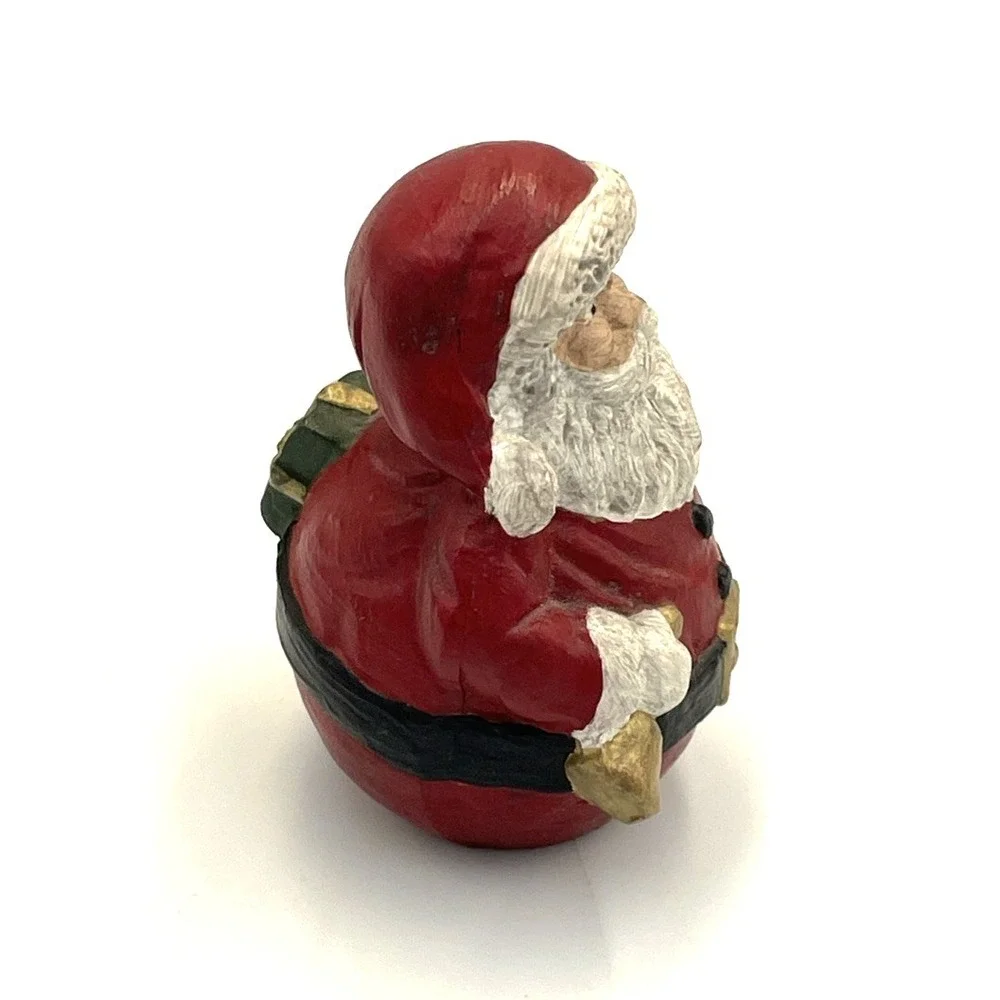 Vtg Hand Painted Resin Santa Figurine Bulbous 2.75